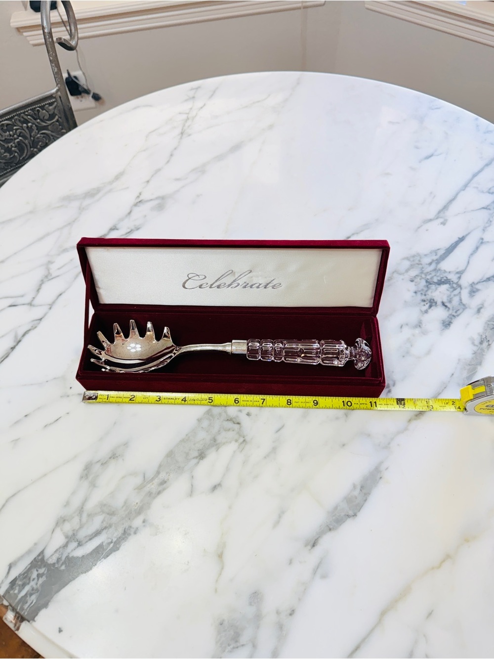😎3/$20‼️Vintage NIB Crystal Handle Spaghetti Server – Silver Plated - Picture 7 of 17